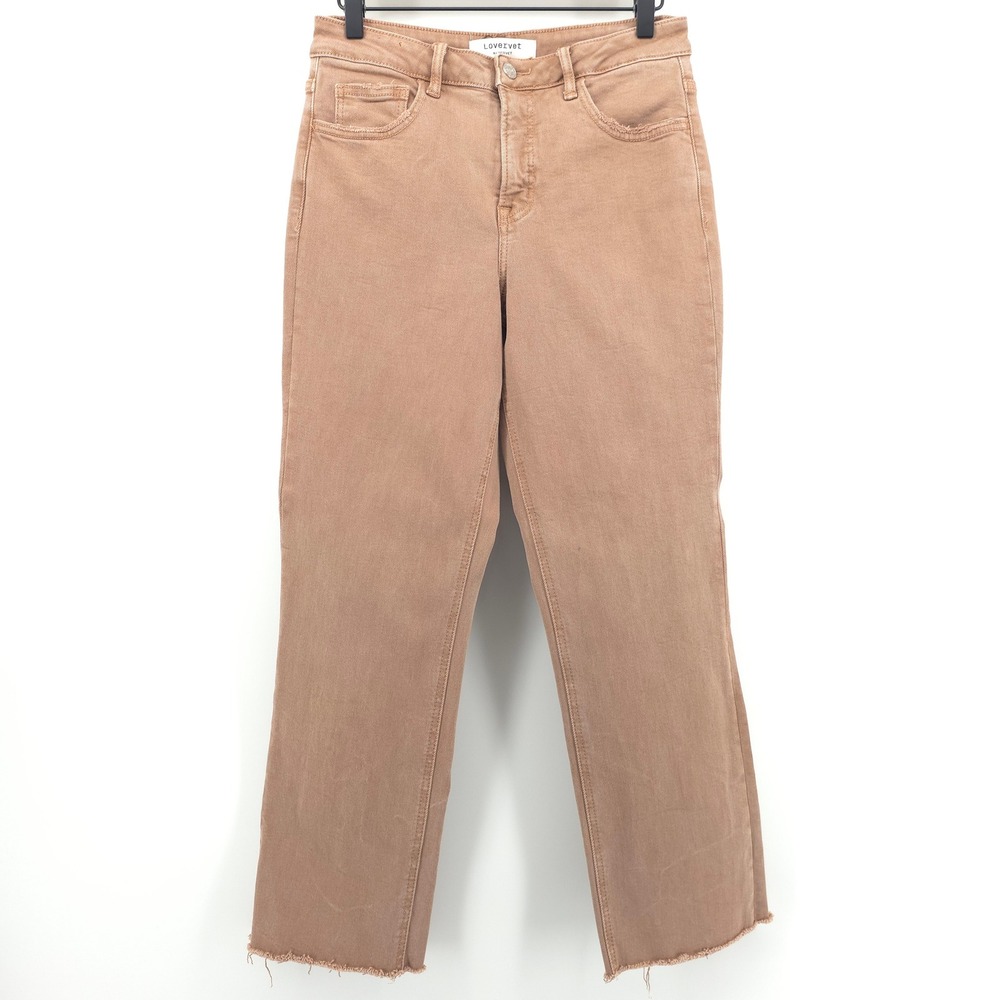 Lovervet LV1200BR Womens Straight Leg Jeans 29/9 Brown Frayed Hem Casual